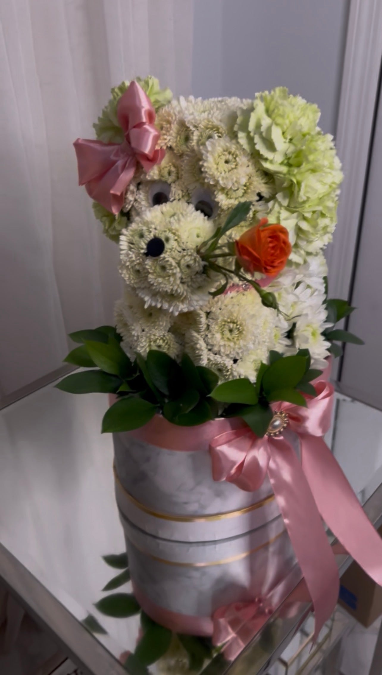 Custom Floral Puppy Arrangement