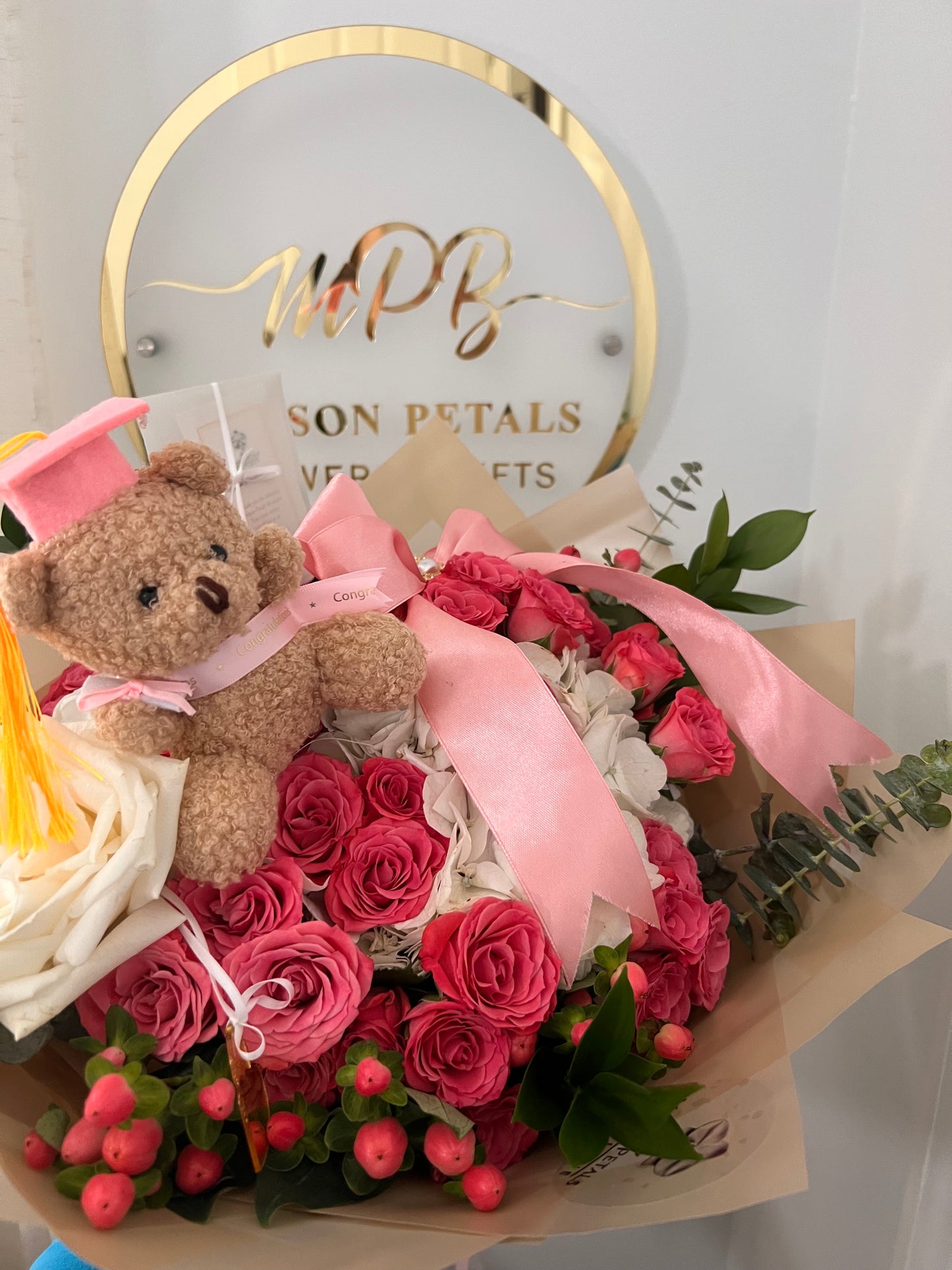 Blush Graduation Teddy Bouquet