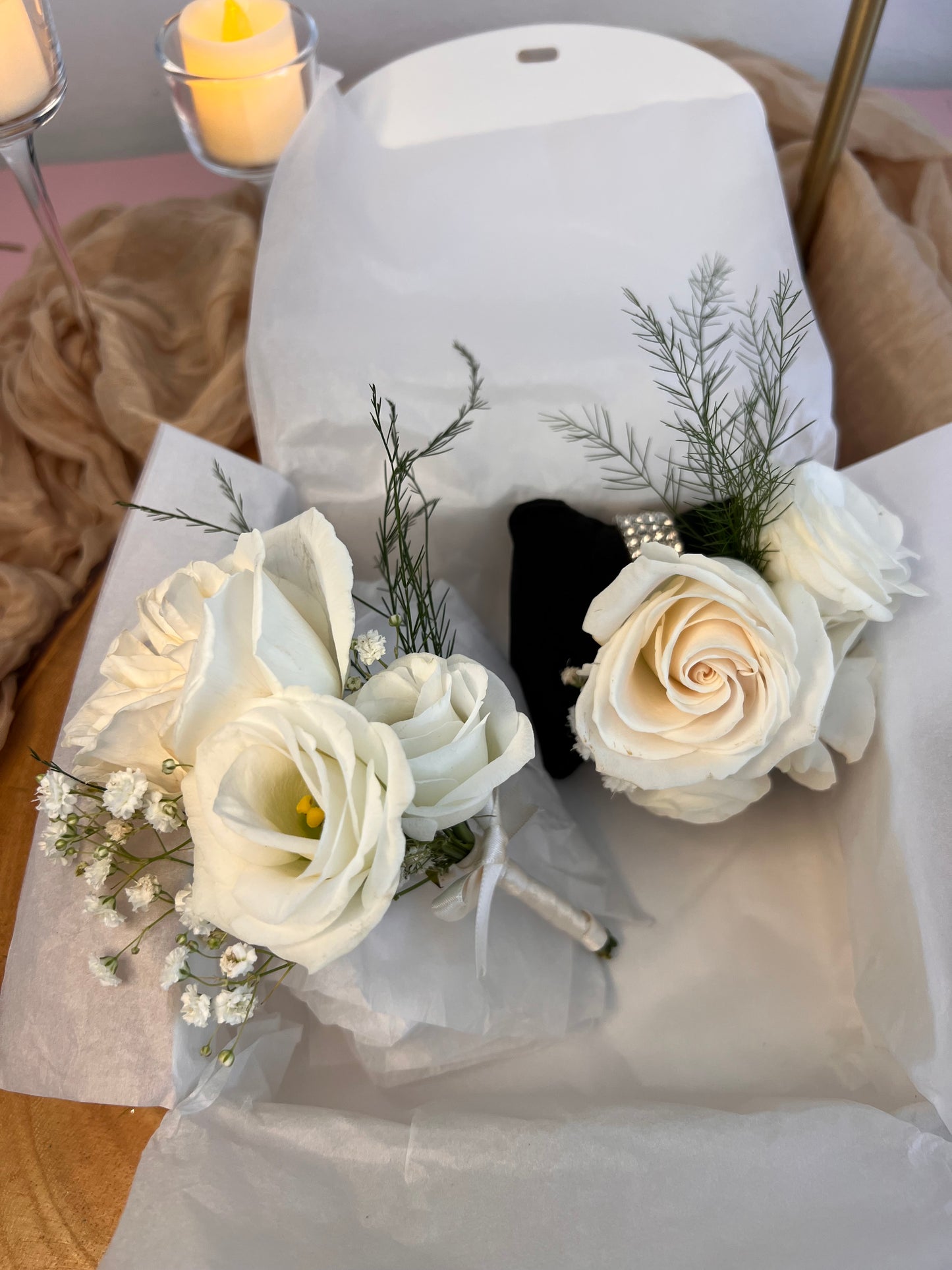 Ivory Rose Corsage & Boutonniere Set