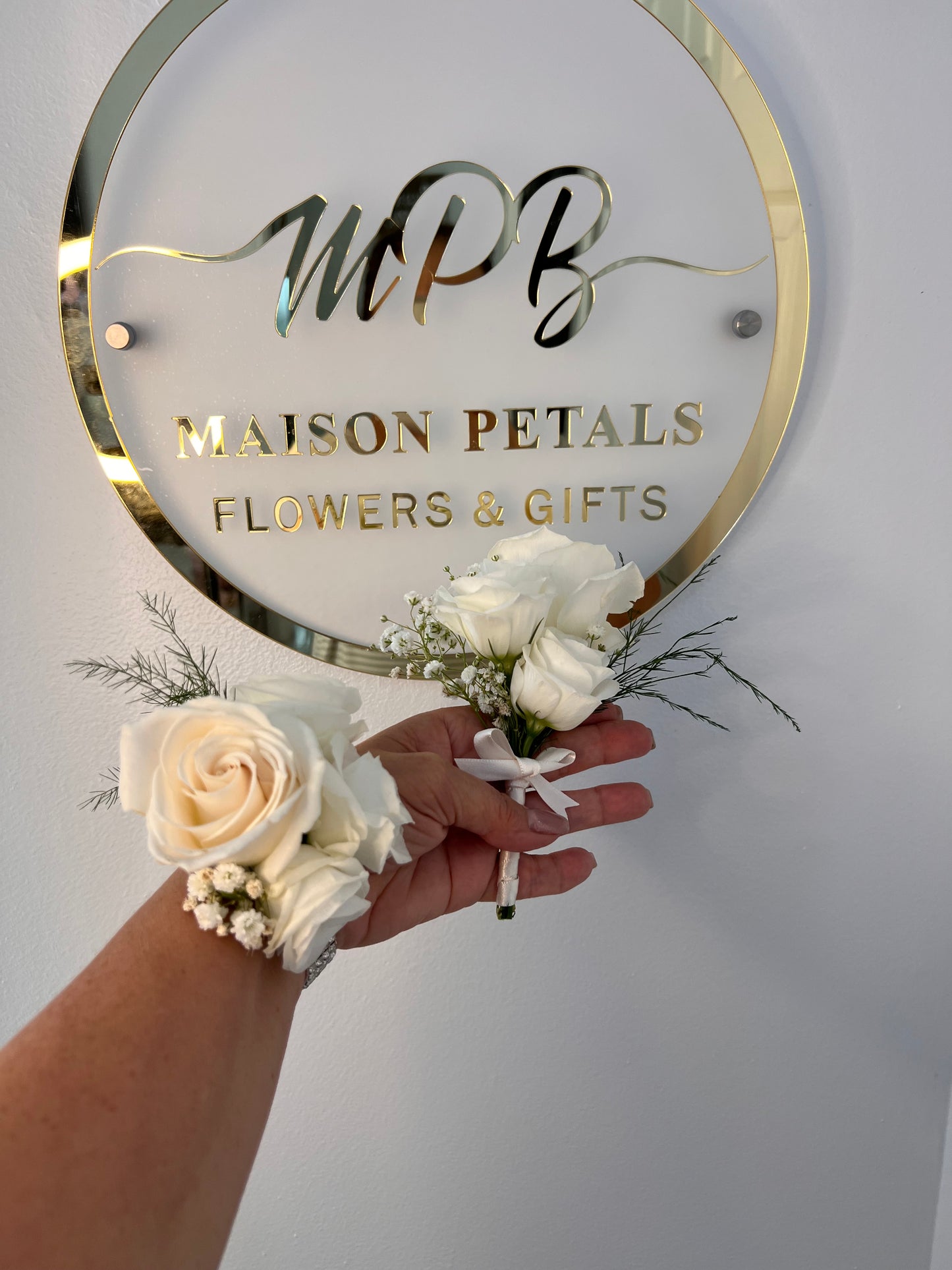 Ivory Rose Corsage & Boutonniere Set